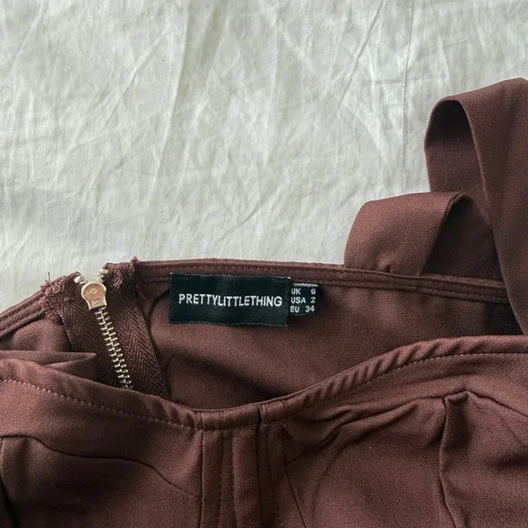 PrettyLittleThing Brown Structured Bustier Top - Picture 3 of 3
